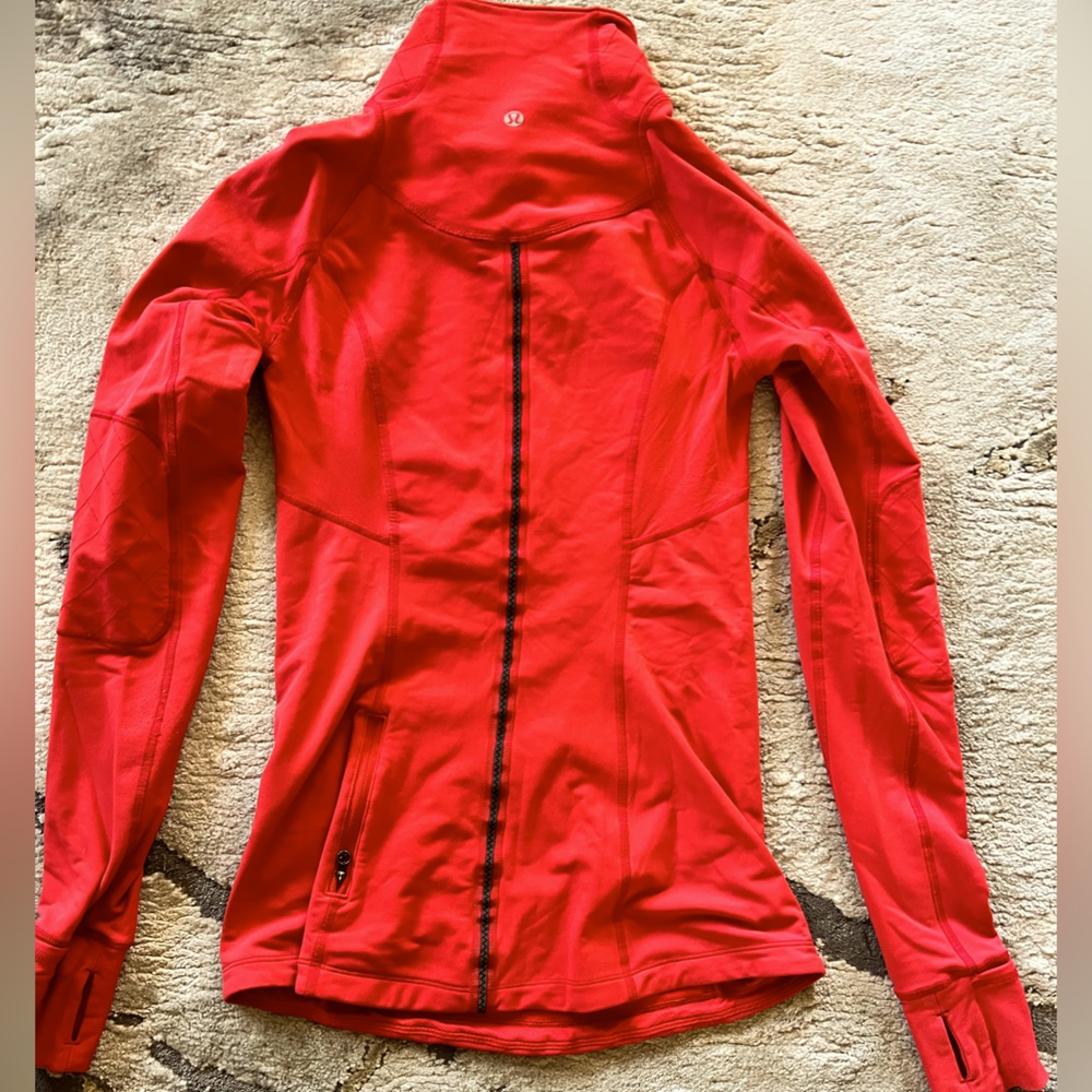 Lululemon running 1/4 zip-up in bright red, size 4